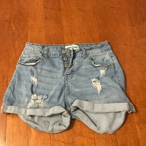 Light washed denim shorts